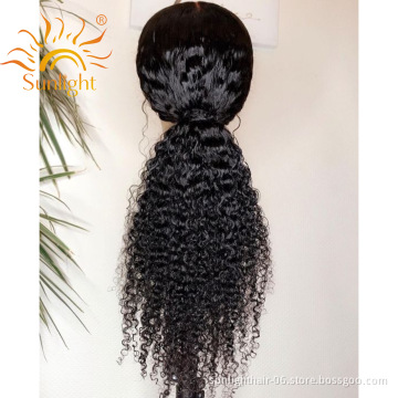 Sunlight Hair Wholesale Human Preplucked Curly Lace Hd Frontal Front Topper Brazilian Curly Afro Wigs For Black Women